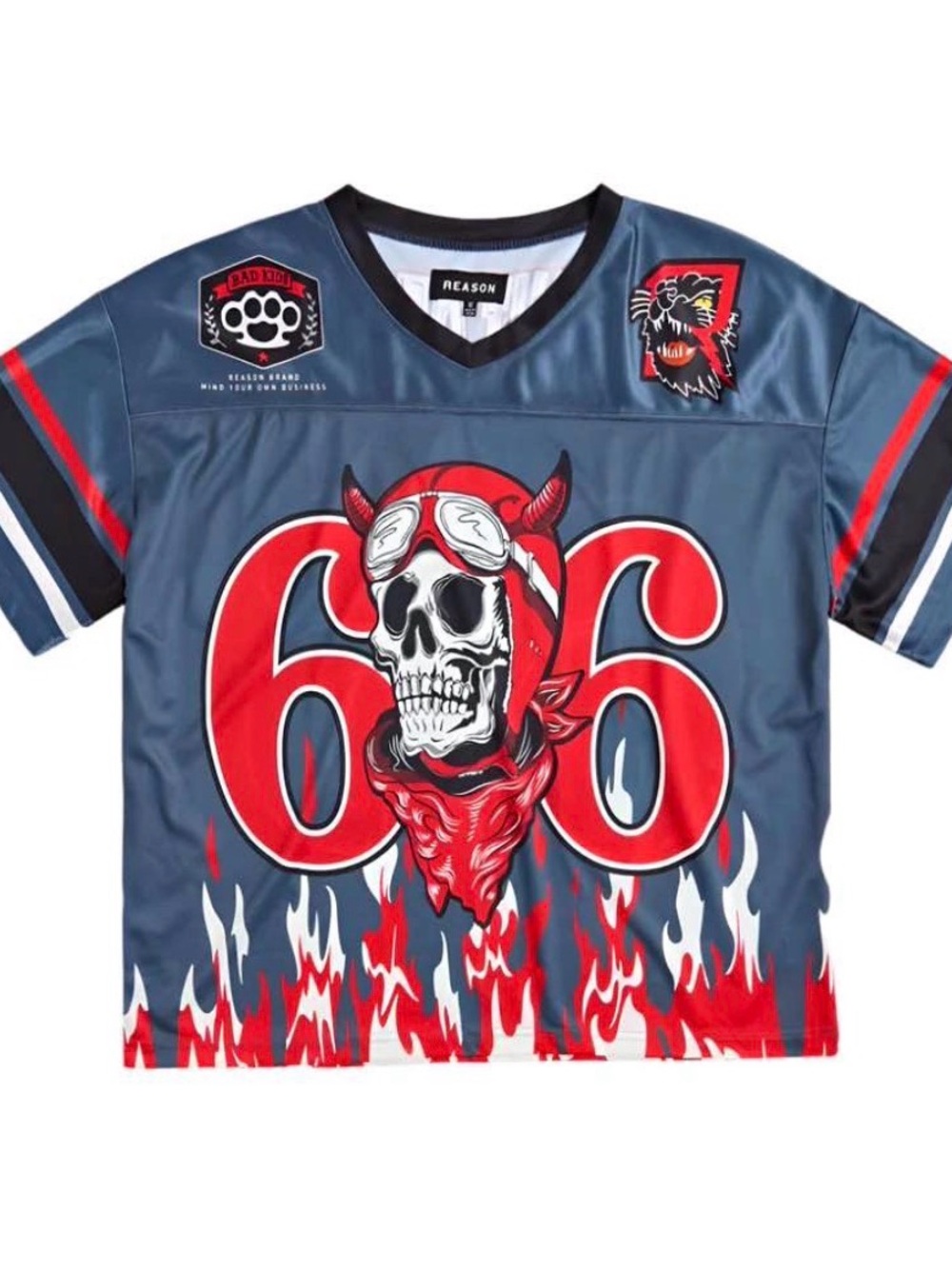 Reason Brand Bat out of Hell Graphic Skull Jersey